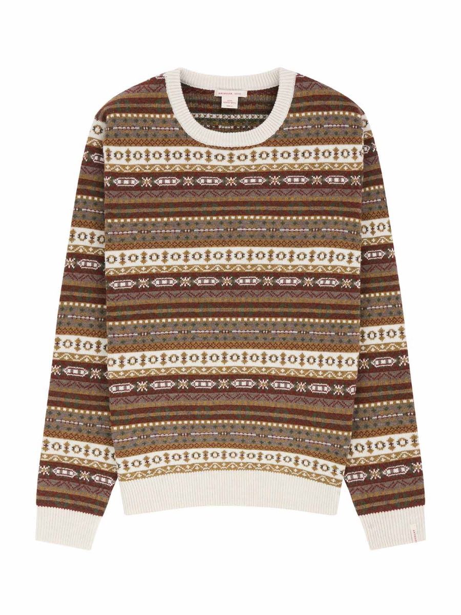 Crew Neck til herre fra Amundsen Sports i Burnt Red med lekkert mønster