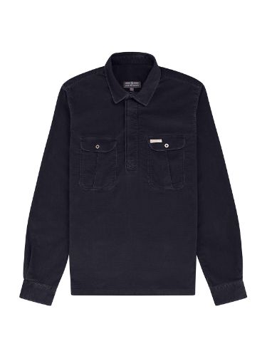 Vis detaljer for RANGER VELVET HALF-ZIP SHIRT M Tynn skjorte til herre i kordfløyel i fargen Faded Navy