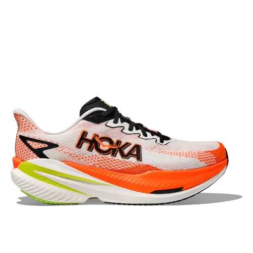 Vis detaljer for M MACH X 3 Hoka M Mach 3 i fargen White Neon Tangerine. Løpesko til herre fra Hoka