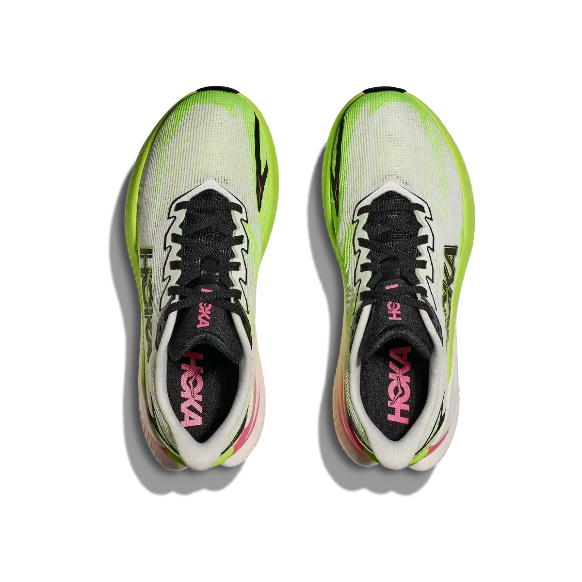 Hoka W Mach 3 i fargen White Neon Lime. Løpesko til dame fra Hoka