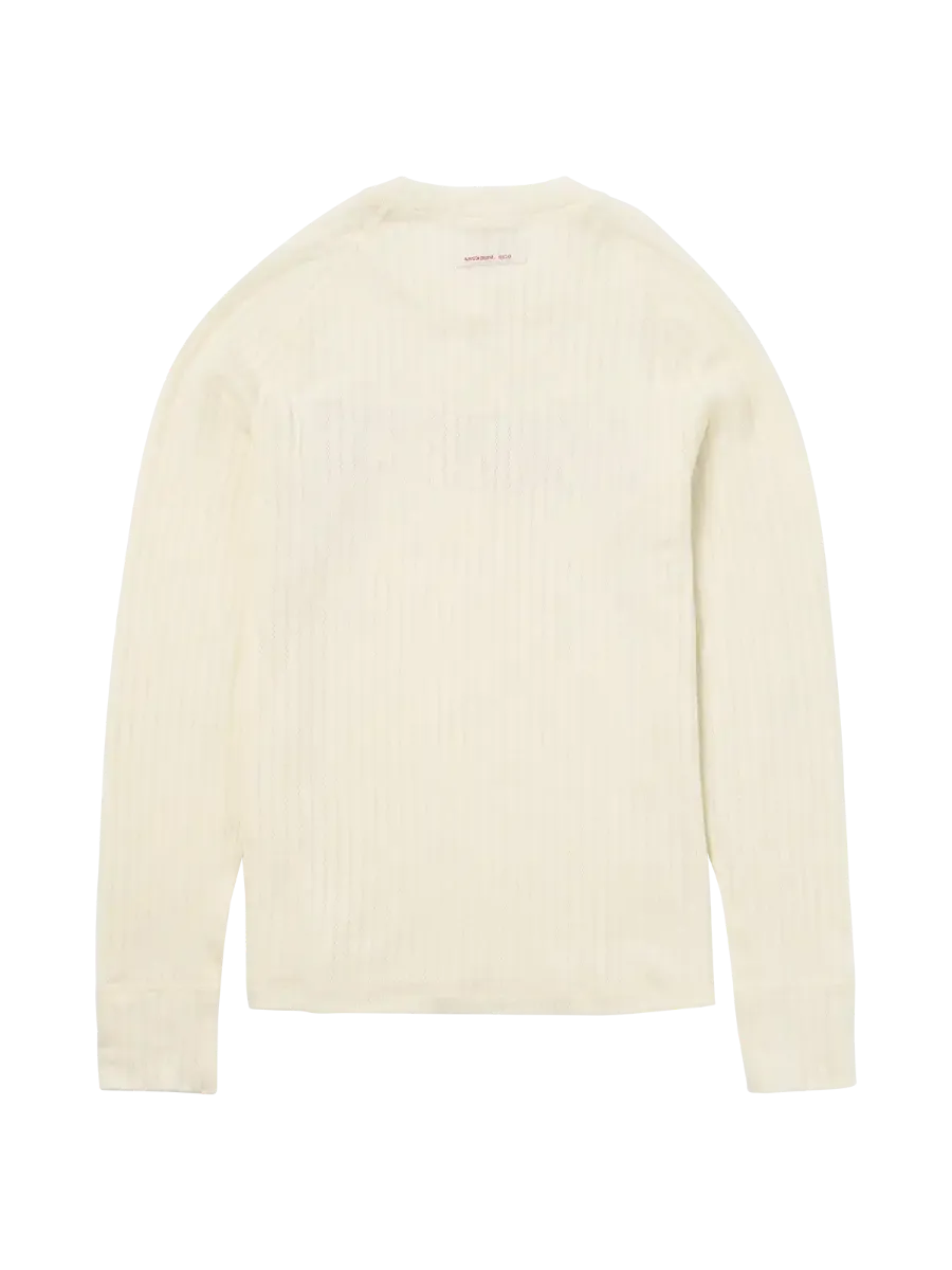 Amundsen Heroes Hide Crew Neck Womens i fargen Natural med rød Amundsen Logo. Ullundertøy fra Amundsen