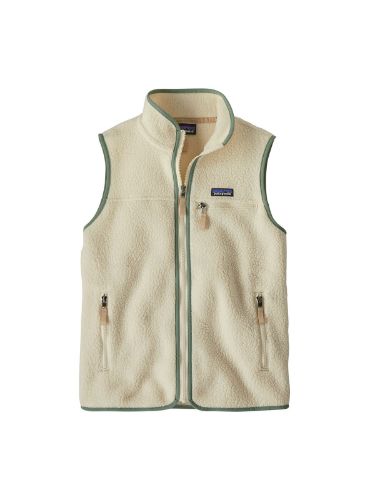Vis detaljer for W's Retro Pile Vest Fleecevest til dame fra Patagonia i fargen Natural med Ellwood Green