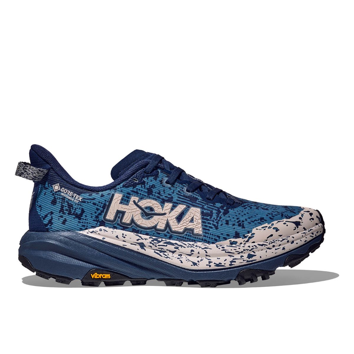 Terrengsko til dame fra Hoka i fargen Midnight Blue Alpine Blue. Gore-Tex membran som beskytter