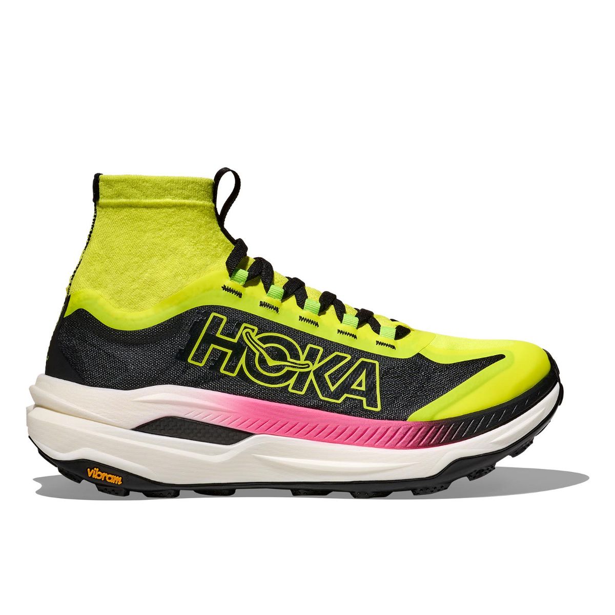 Teknisk og lett terrengsko med støtte til dame fra Hoka - Tecton X 3 i fargen Neon Hoka Citrus / Black