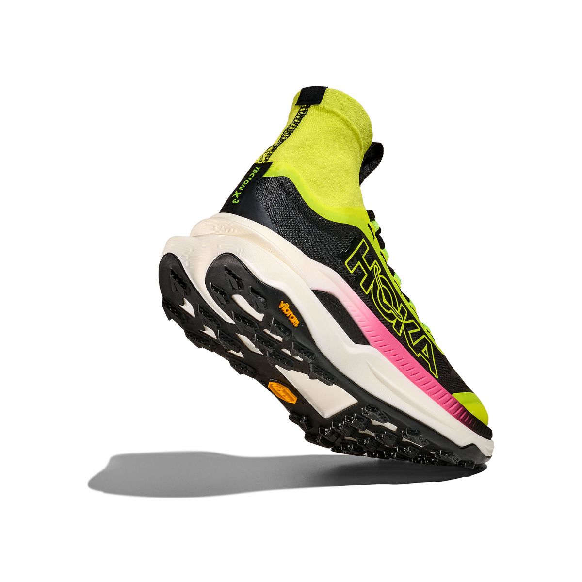 Teknisk og lett terrengsko med støtte til dame fra Hoka - Tecton X 3 i fargen Neon Hoka Citrus / Black