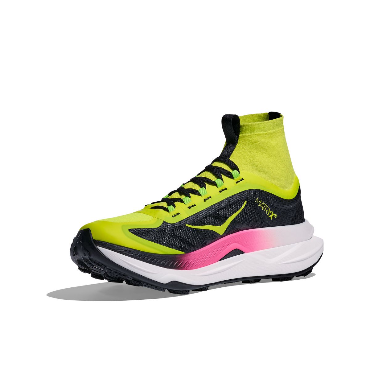 Teknisk og godt dempet terrengsko til herre fra Hoka- Tecton X 3 i fargen Neon Hoka Citrus / Black