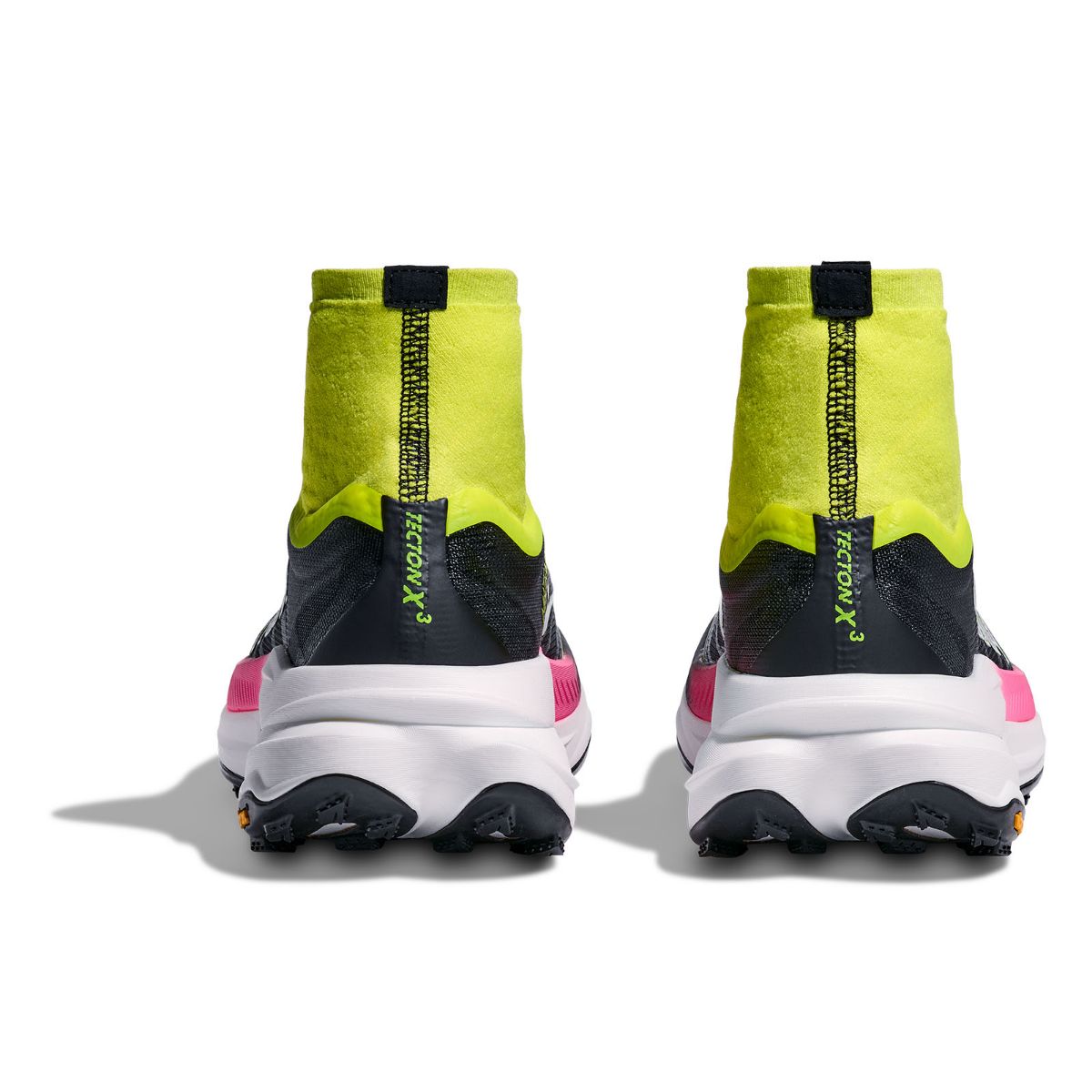 Teknisk og godt dempet terrengsko til herre fra Hoka- Tecton X 3 i fargen Neon Hoka Citrus / Black