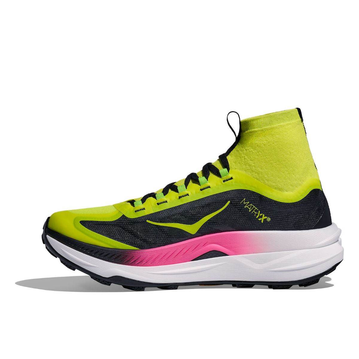 Teknisk og godt dempet terrengsko til herre fra Hoka- Tecton X 3 i fargen Neon Hoka Citrus / Black