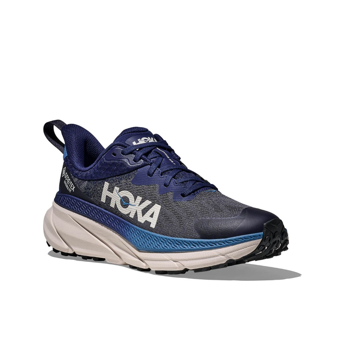 Godt dempet terrengsko fra Hoka til herre- Challenger ATR 7 GTX i fargen Midnight Blue Grout
