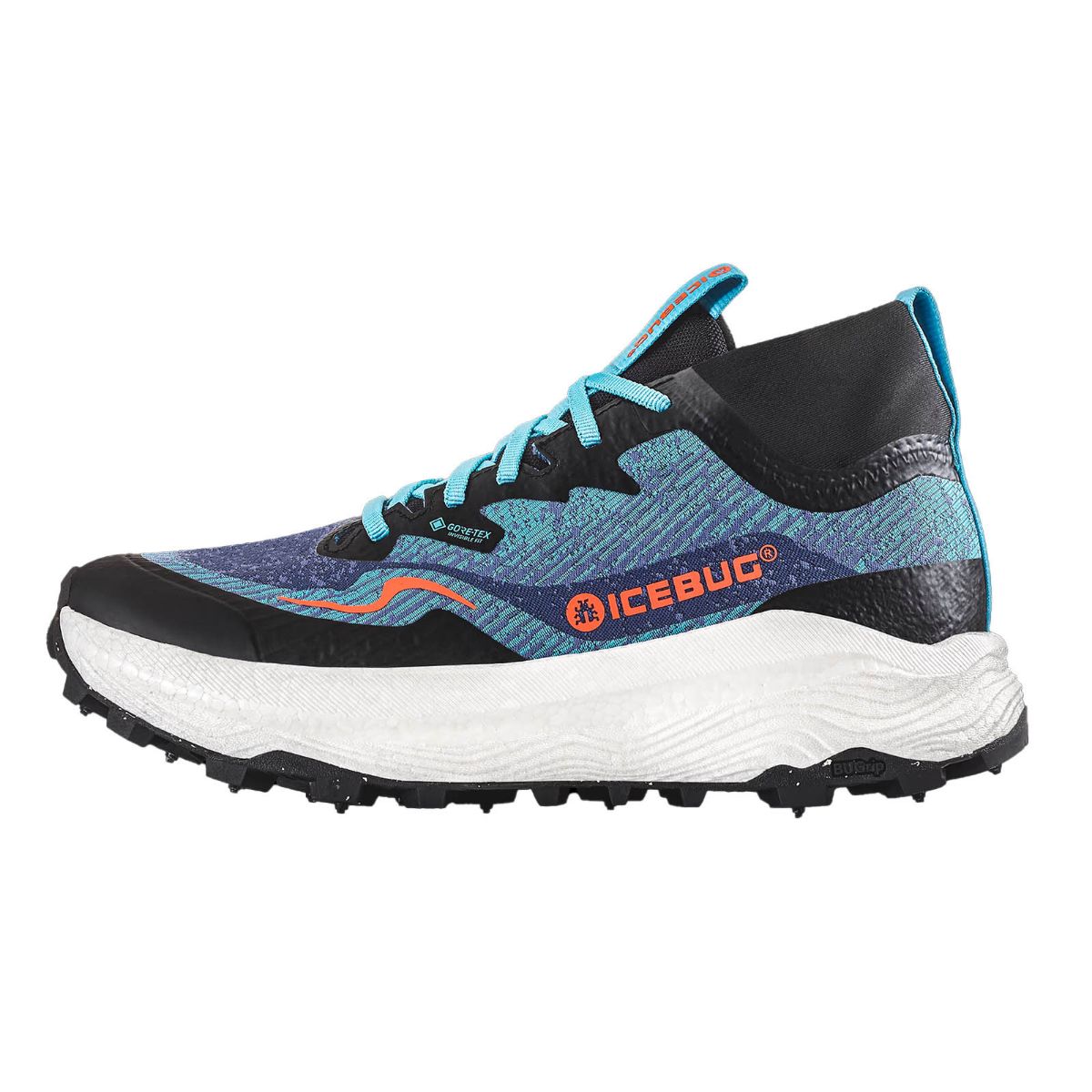 Terrengløpesko med pigger fra Icebug til herre i fargen Iceblue