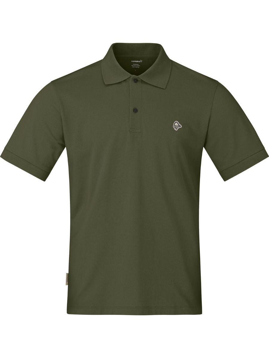 Lekker og stilren piqueskjorte til herre fra Norrøna i fargen Olive Night