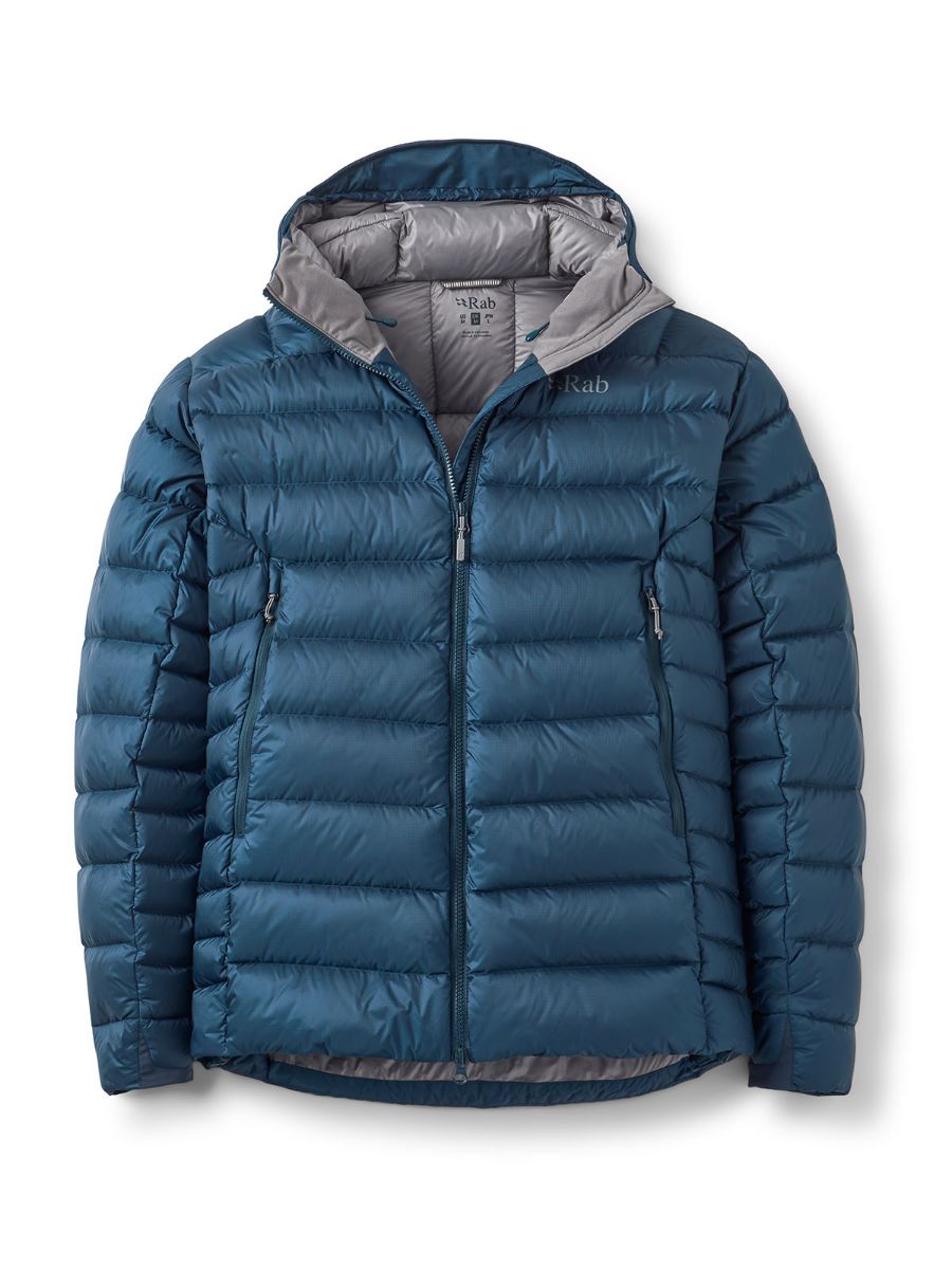 Dunjakke til herre fra Rab i fargen Tempest Ble