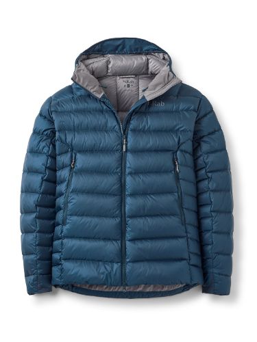 Dunjakke til herre fra Rab i fargen Tempest Ble