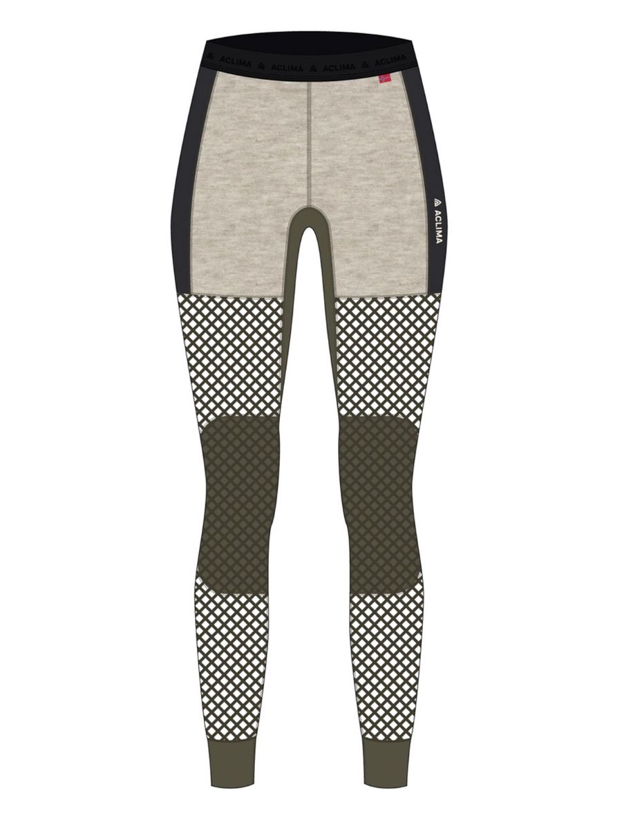 Longs med ullnetting fra Aclima i fargen Tarmac Beige Melange Jet Black til damee