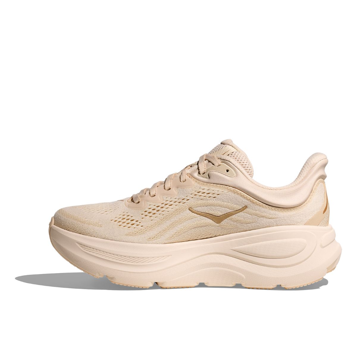 Bondi 9 til dame fra Hoka i fargen Vanilla Birch. Godt dempet løpesko, perfekt for trening, jobb og fritid