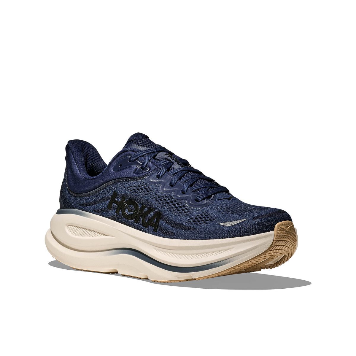 Allsidig og godt dempet løpesko fra Hoka til herre. Bondi 9 i fargen Midnight Blue Varsity Navy