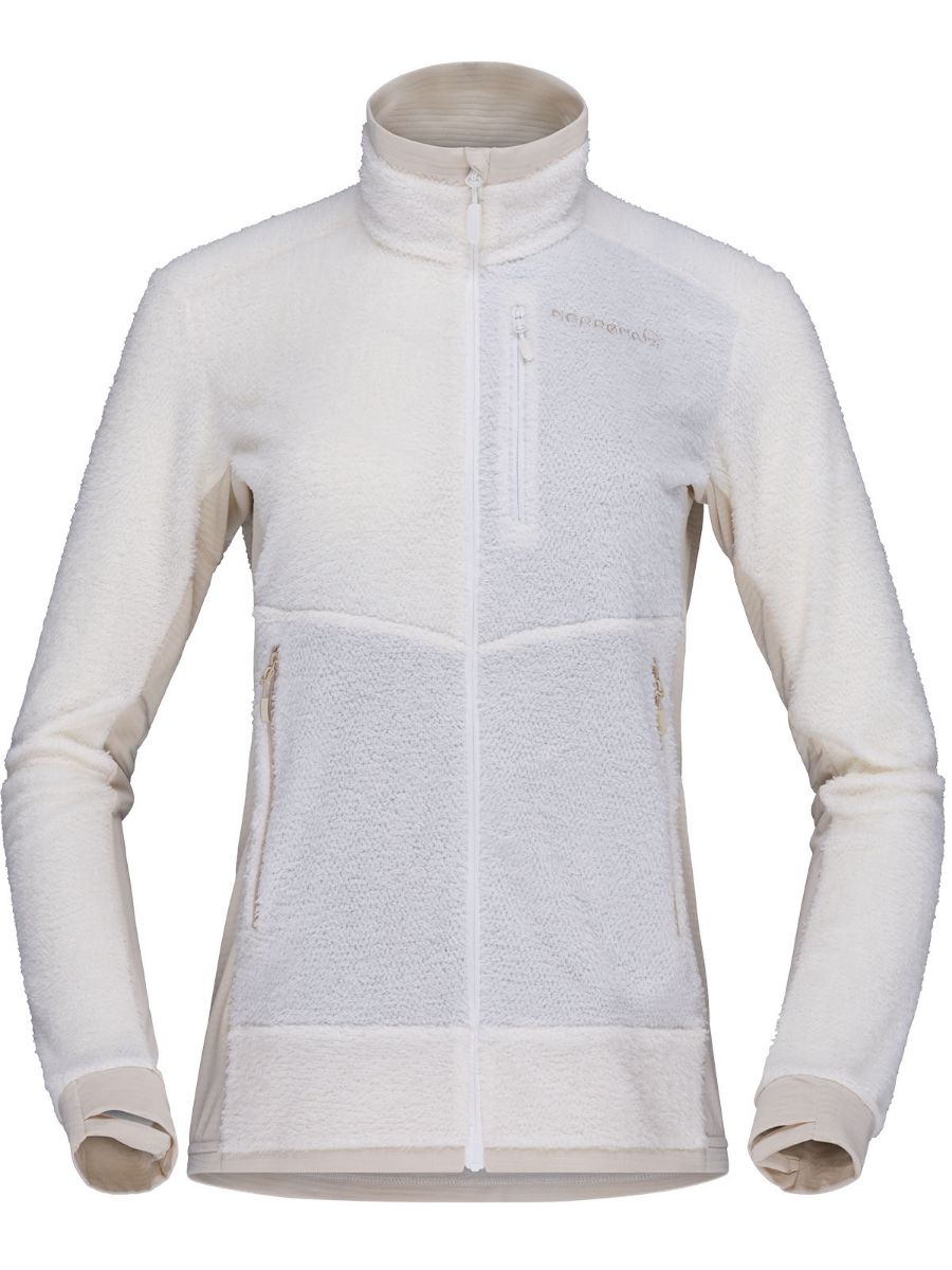 Fleecejakke til dame fra Norrøna. Tynn, varm og teknisk- i fargen Snow White Oatmeal