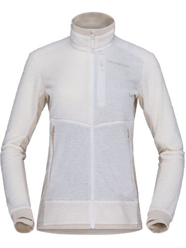 Fleecejakke til dame fra Norrøna. Tynn, varm og teknisk- i fargen Snow White Oatmeal