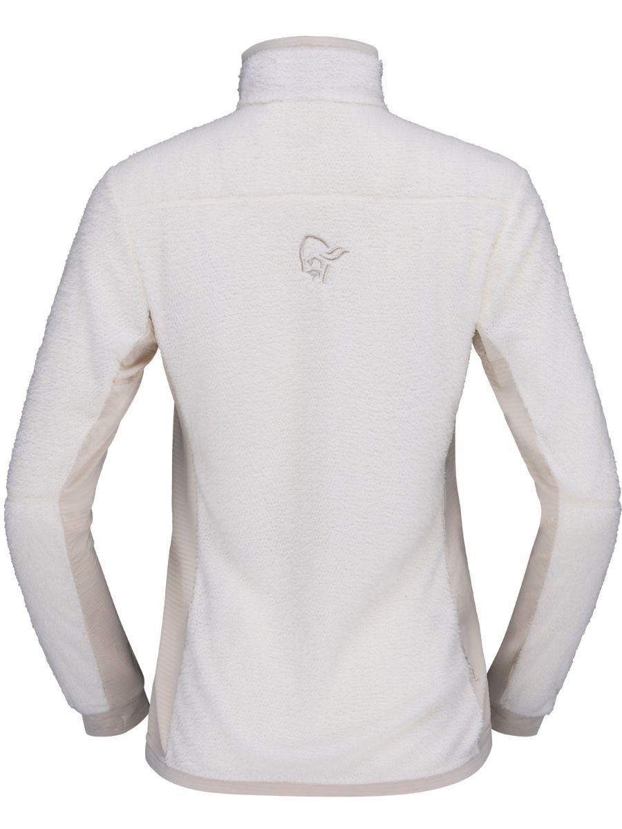Fleecejakke til dame fra Norrøna. Tynn, varm og teknisk- i fargen Snow White Oatmeal