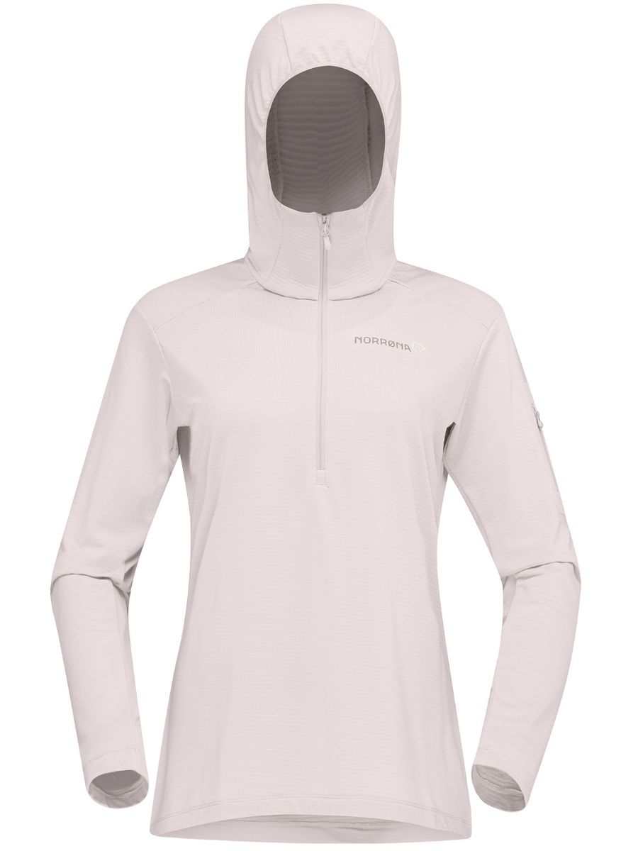 Teknisk og varm fleecegenser til dame fra Norrøna i fargen Oatmeal