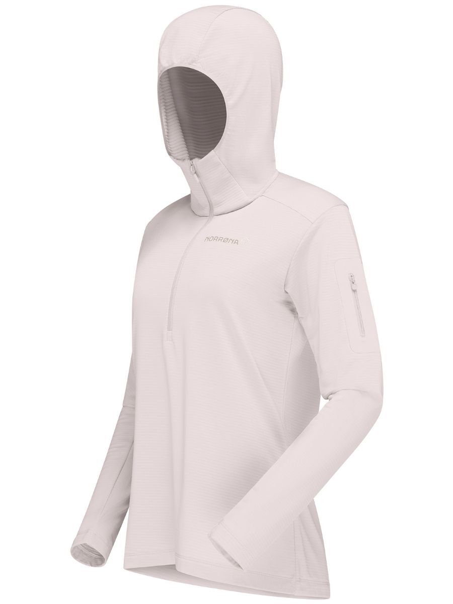 Teknisk og varm fleecegenser til dame fra Norrøna i fargen Oatmeal