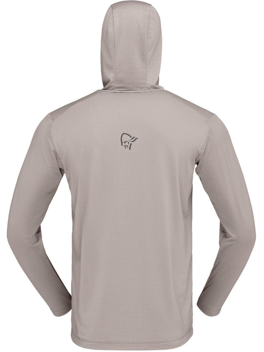 Fleecegenser til herre med hette fra Norrøna i fargen Winter Twig Beluga