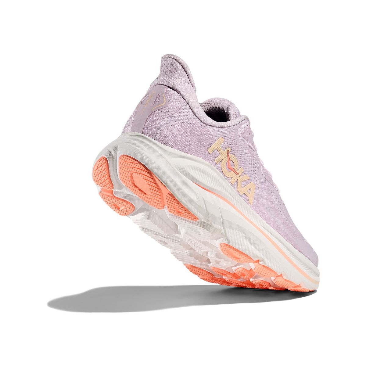 Lett og allsidig løpesko til dame fra Hoka, Clifton 10 i fargen Lilac Cream Tangerine Glow