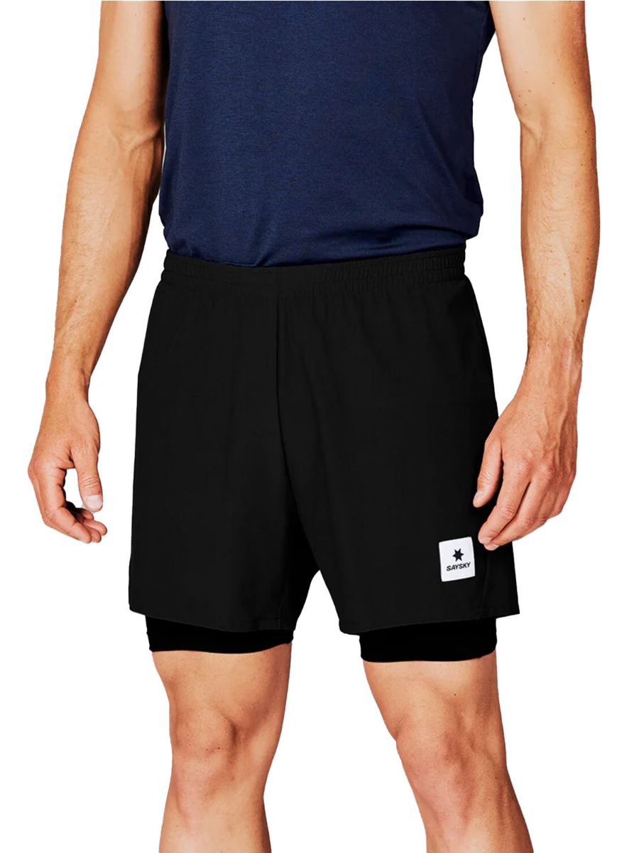 2 in 1 løpeshorts til herre fra SaySky i fargen Black