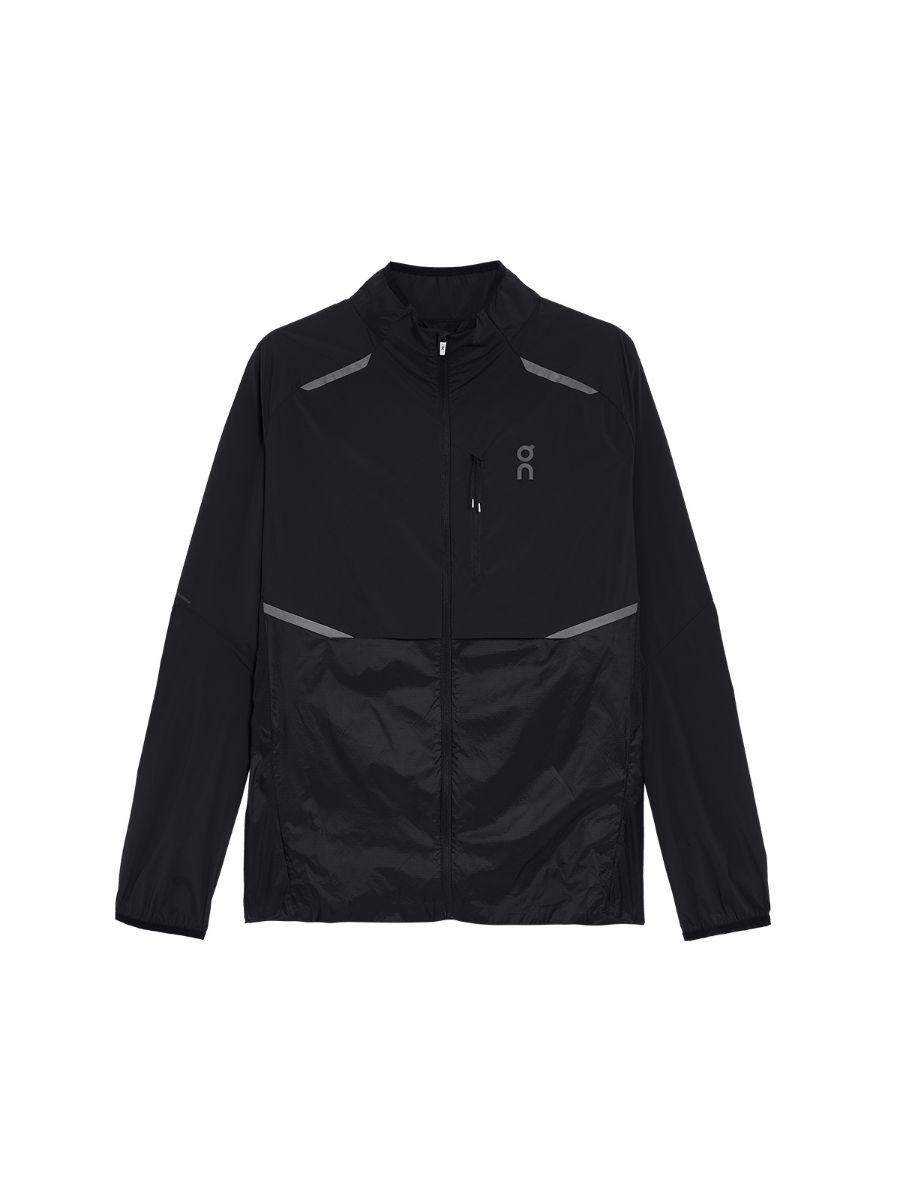 Vindtett jakke fra On til herre, perfekt for løping