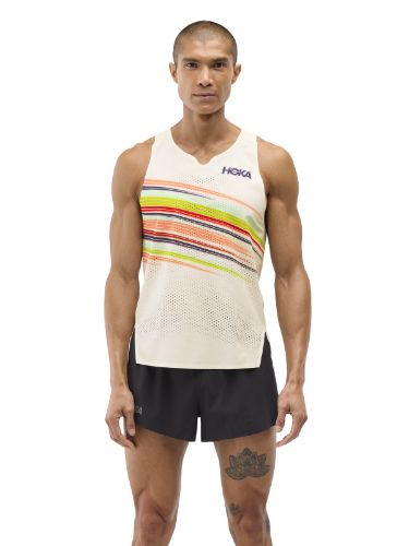 Singlet til herre fra Hoka i fargen Alabaster Flare