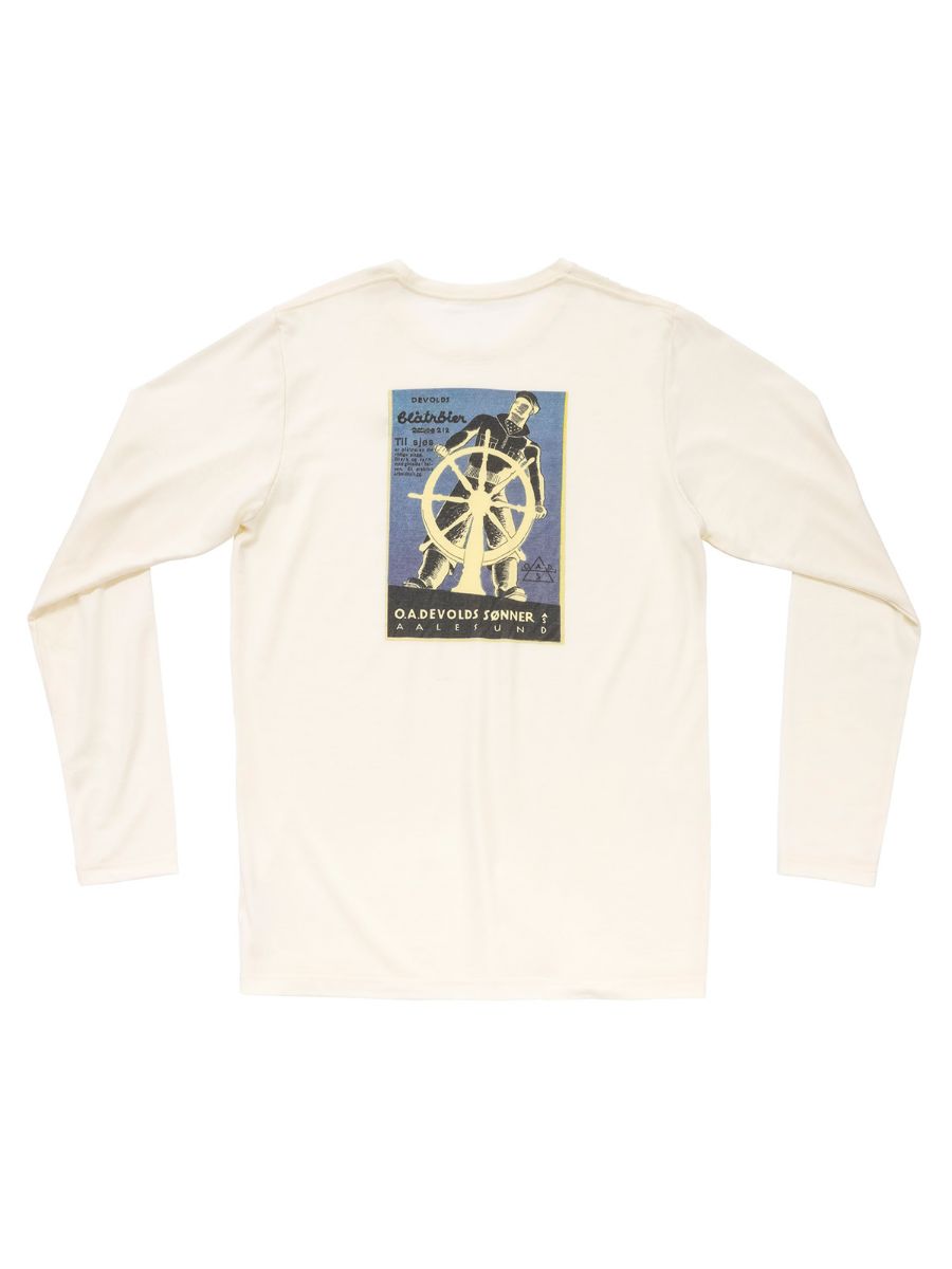 Longsleeve i merinoull til herre fra Devold med trykk