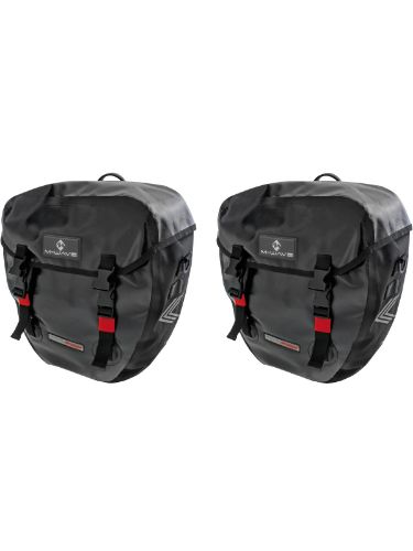 Vanntette sykkelvesker som selges i par. Rommer 20 liter.