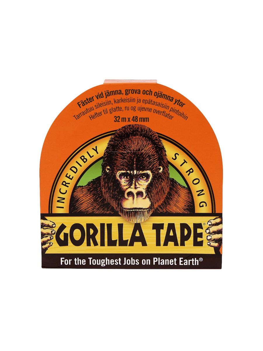 Gorilla Tape er en veldig sterk tape som kan brukes både innendørs og utendørs.