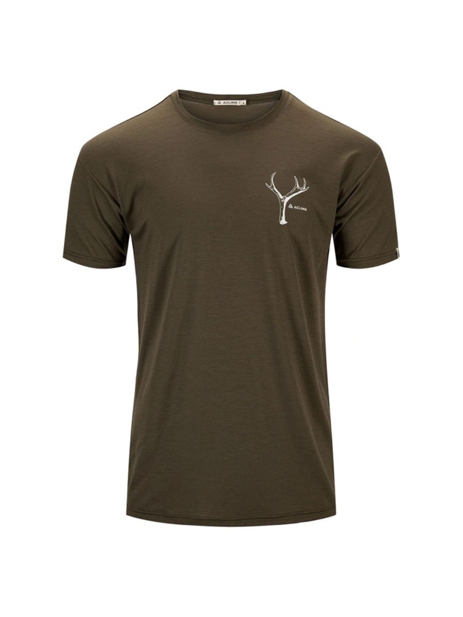 T-skjorte herre i ull fra Aclima med print på brystet