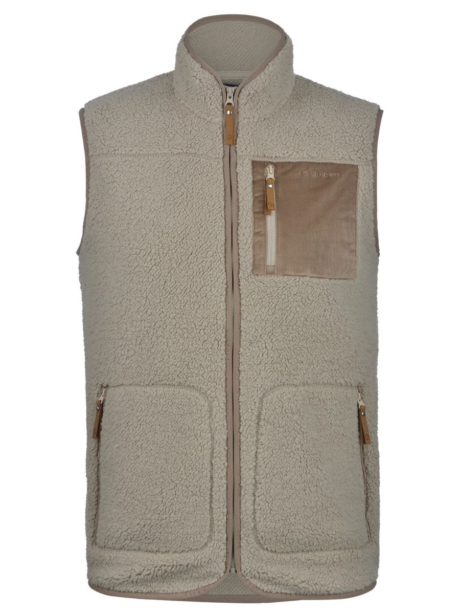 Vest til herre fra Jotunheim i beige farge med brun brystlomme og brune detaljer