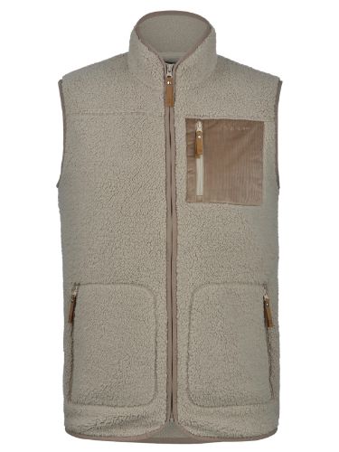 Vest til herre fra Jotunheim i beige farge med brun brystlomme og brune detaljer