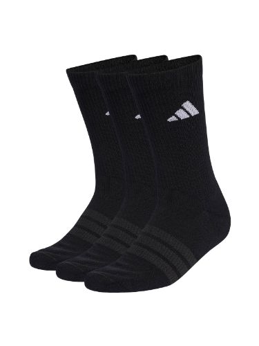 3pk med komfortable, strechy og klassiske tennissokker fra Adidas. Alle tre sokkeparene er helsort med hvit adidaslogo på leggen