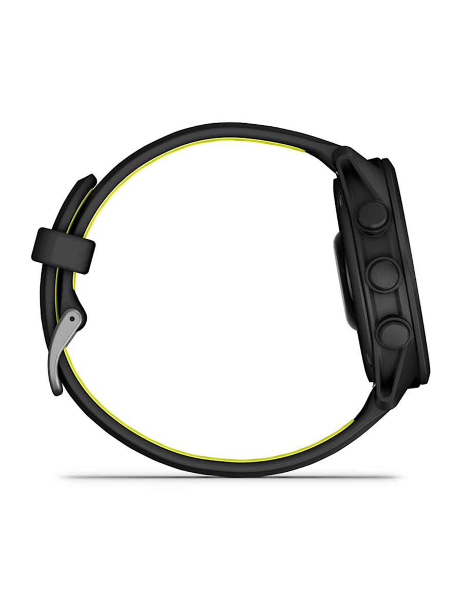 Smartklokke fra Garmin med svart og gul reim