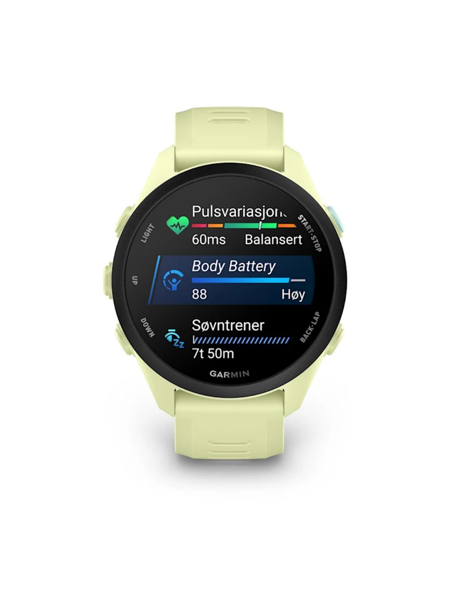 Sportsklokke fra Garmin, Forerunner 70 i fargen Citron