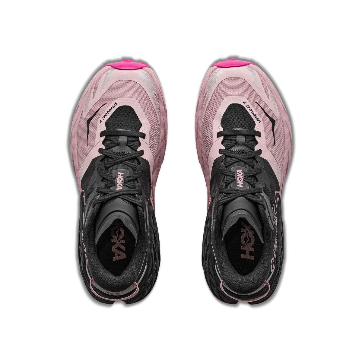 Lett og robust terrengsko til dame fra Hoka i fargen Black Pink Opal
