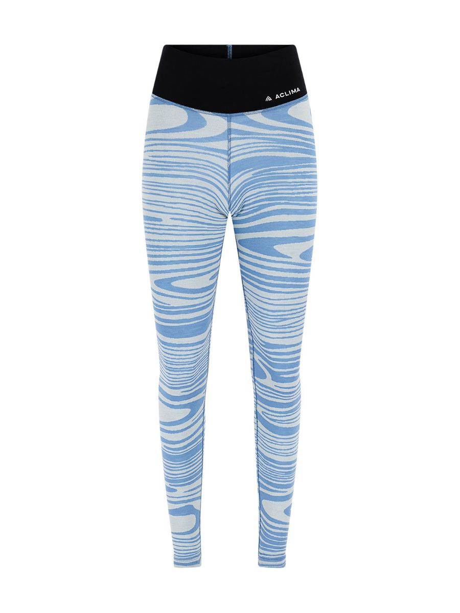 Longs til dame i ull fra Aclima. WarmWool Motion Longs High Waist i fargen Niagra Motion