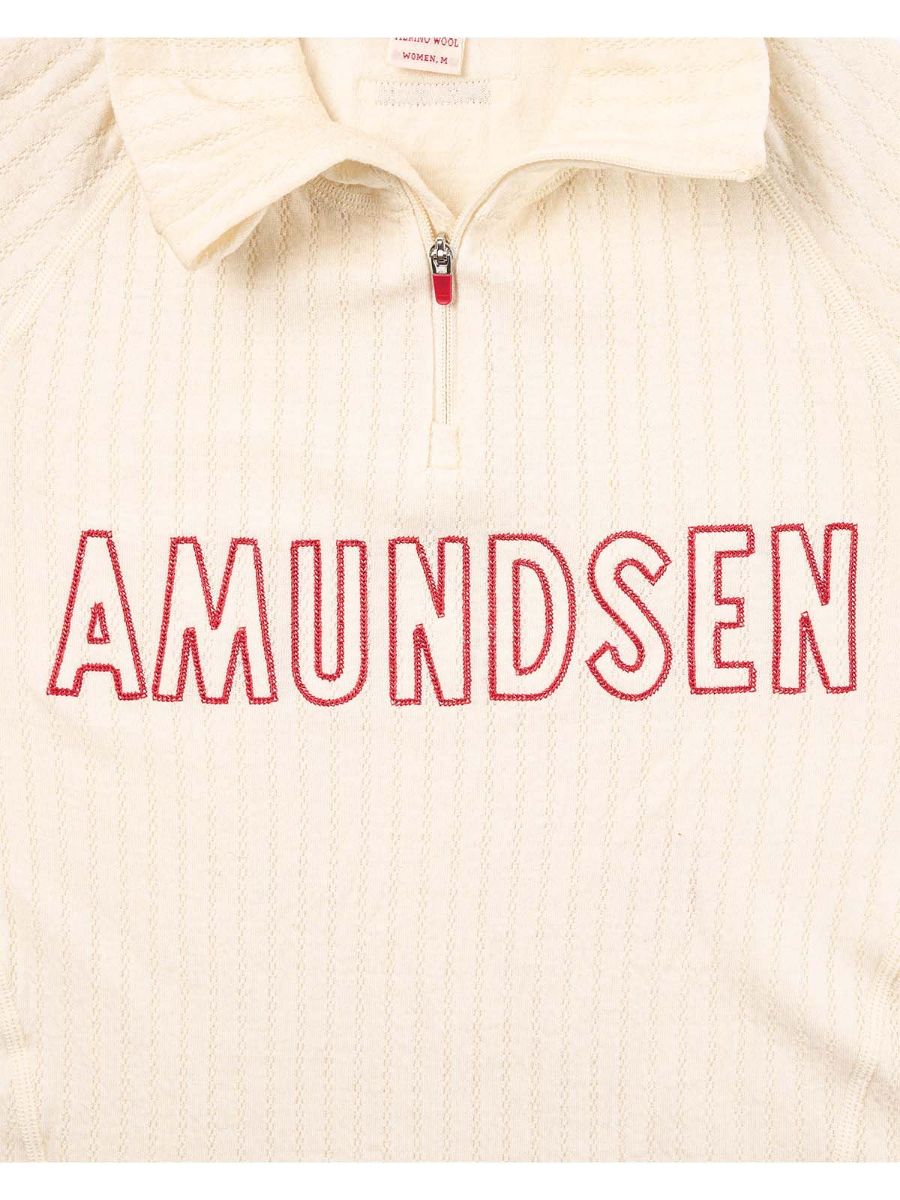 Tynn ullgenser til dame fra Amundsen i fargen Natural med logo