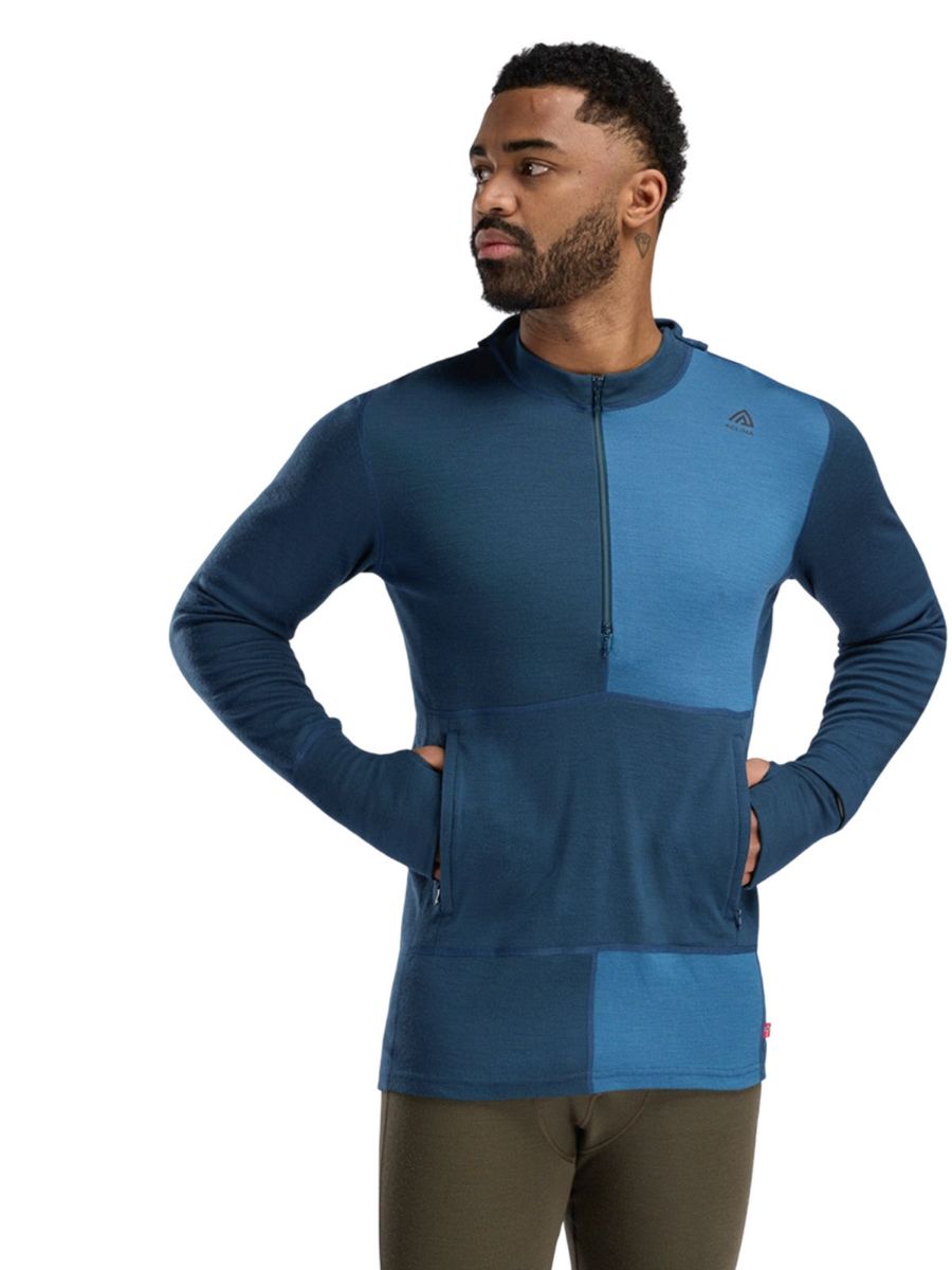 Ullgenser med halfzip og hette fra Aclima til herre