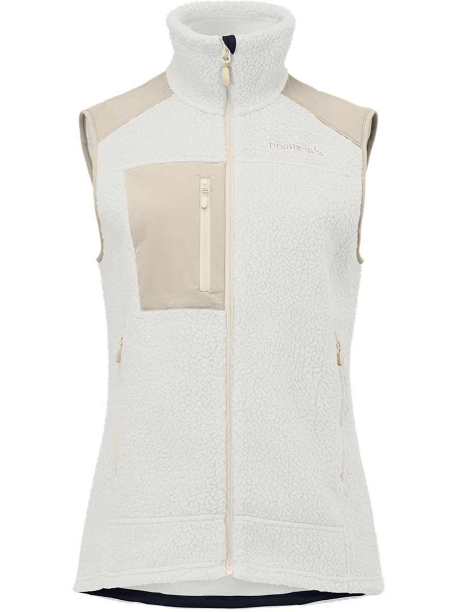 Vest i fleece til dame fra Norrøna i fargen Whisper White Oatmeal