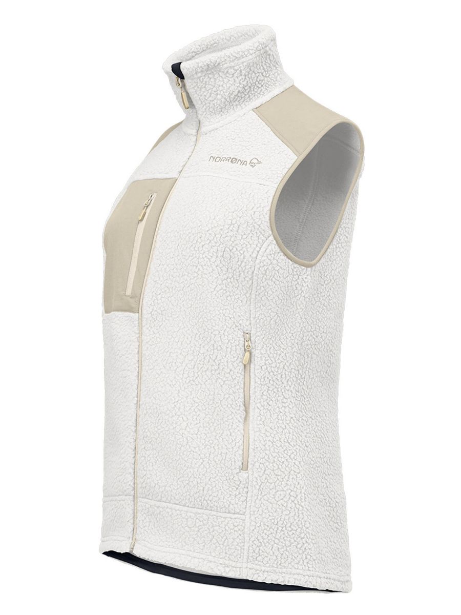 Vest i fleece til dame fra Norrøna i fargen Whisper White Oatmeal