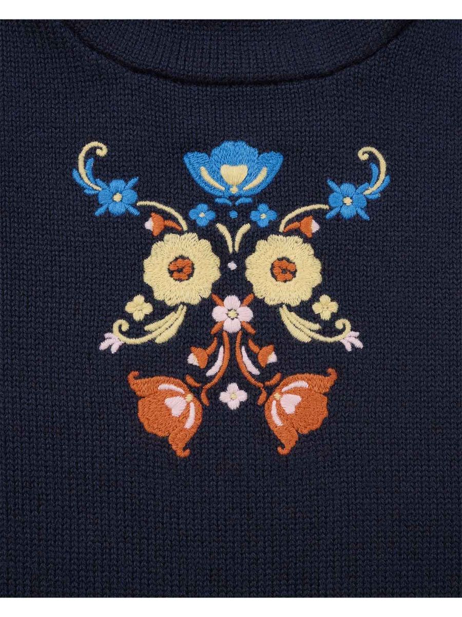 Hettegenser i ren ull til dame med broderier
