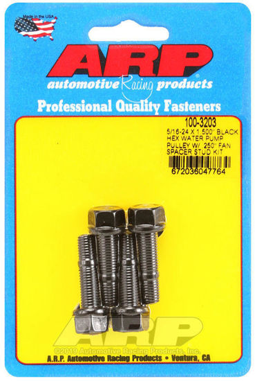 Bilde av 5/16-24 X 1.500 black hex water pump pulley w/ .250" fan spacer stud kit