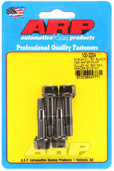 Bilde av 5/16-24 X 1.750 black hex water pump pulley w/ .500" fan spacer stud kit