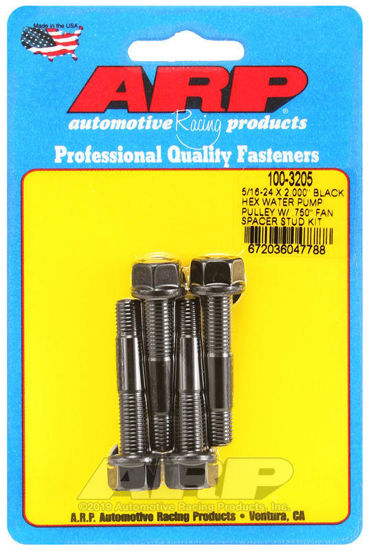 Bilde av 5/16-24 X 2.000 black hex water pump pulley w/ .750" fan spacer stud kit