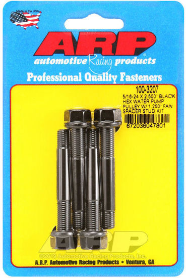 Bilde av 5/16-24 X 2.500 black hex water pump pulley w/ 1.250" fan spacer stud kit